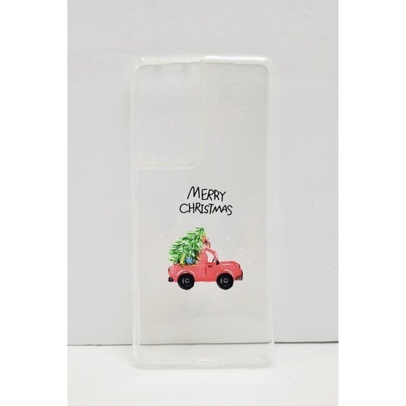 Galaxy S21 Christmas Tree Red Truck Merry Christmas Phone Case Clear Background - Picture 2 of 3